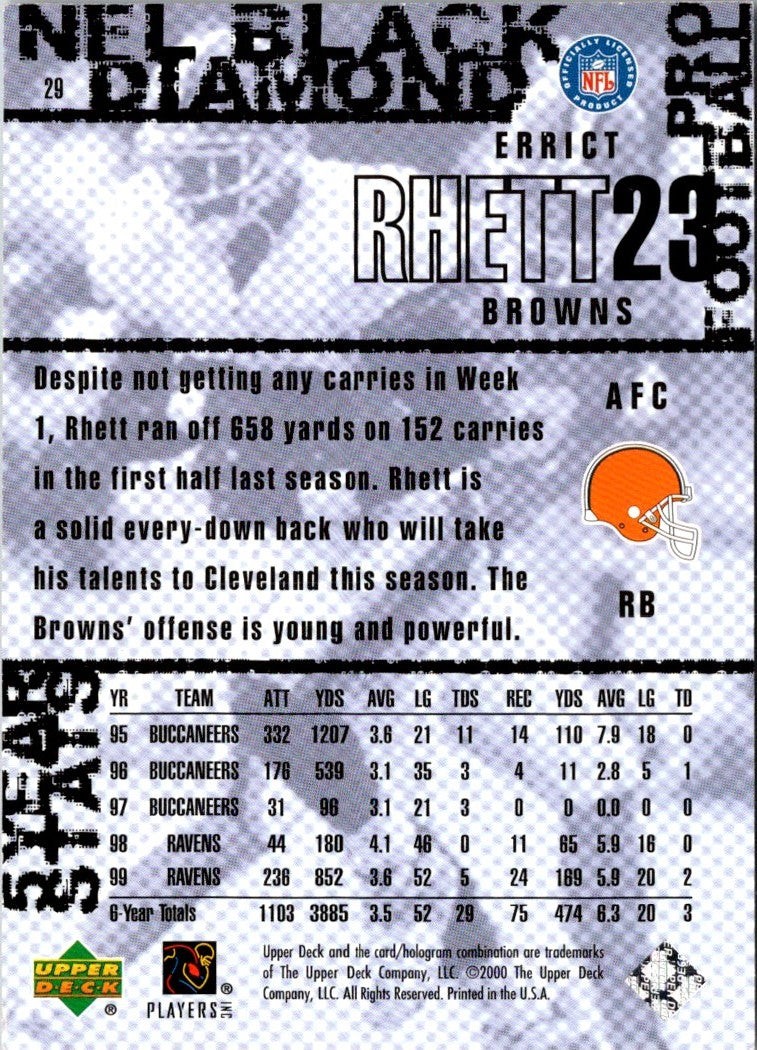 2000 Upper Deck Black Diamond Errict Rhett