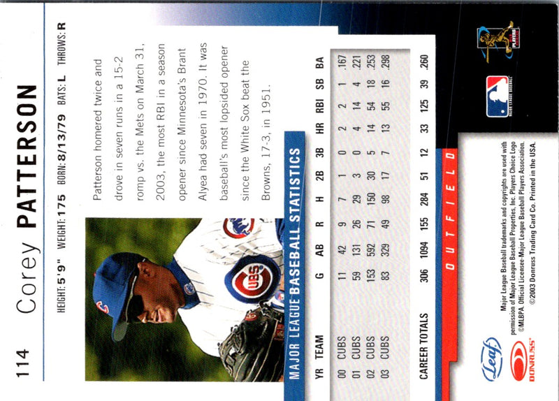 2002 Donruss Originals Corey Patterson