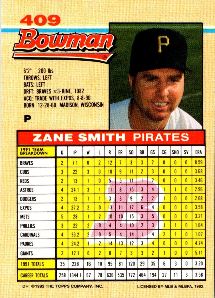 1992 Bowman Zane Smith