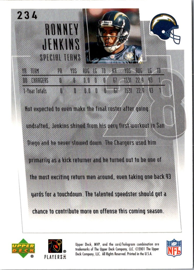 2001 Upper Deck MVP Ronney Jenkins