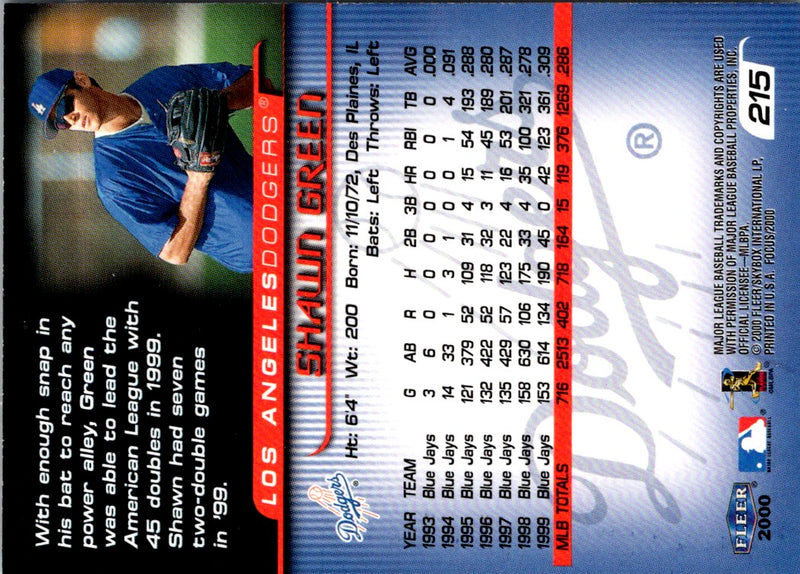 2000 Fleer Focus Shawn Green