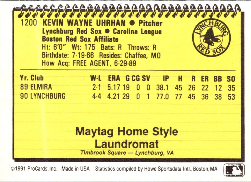 1991 ProCards Kevin Uhrhan