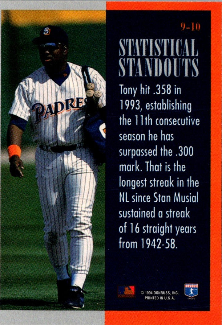 1994 Leaf Statistical Standouts Tony Gwynn