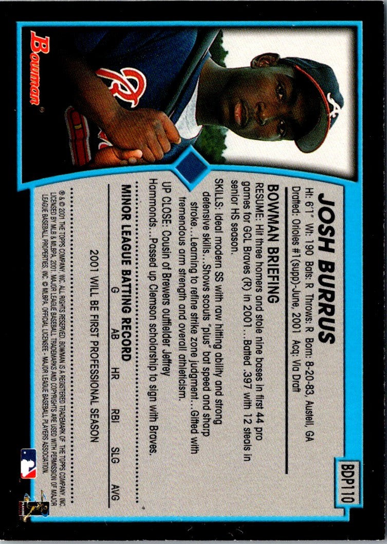 2001 Bowman Draft Picks & Prospects Josh Burrus