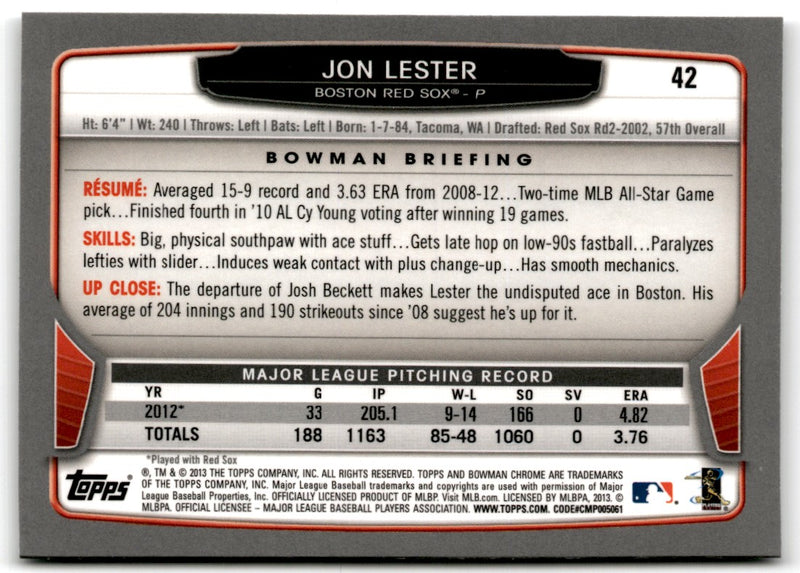 2013 Bowman Chrome Jon Lester