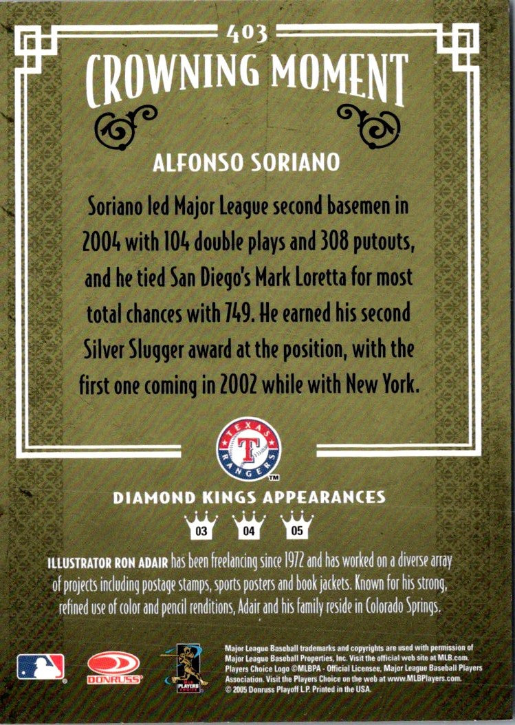 2005 Donruss Diamond Kings Alfonso Soriano