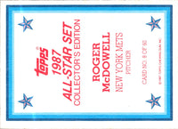 1987 Topps Glossy Send-Ins Roger McDowell #8