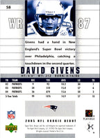2005 Upper Deck Rookie Debut Gold 100 David Givens #58