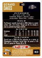 2002 Topps Total Gerard Oakes #43 Rookie