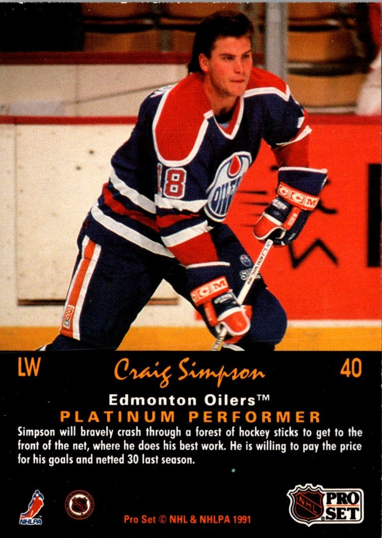 1991 Pro Set Platinum Craig Simpson