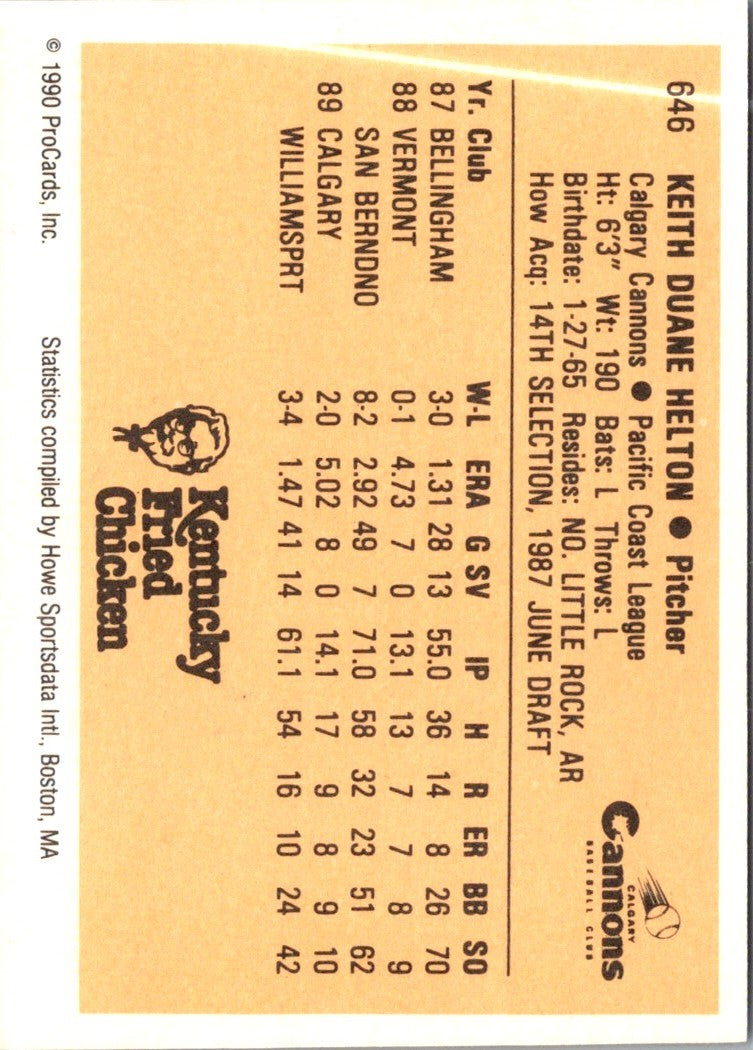 1990 ProCards Keith Helton