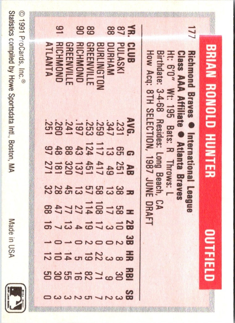 1991 ProCards Tomorrow's Heroes Brian Hunter