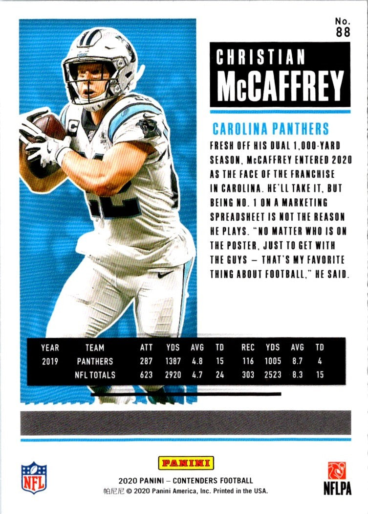 2020 Panini Contenders Red Zone Christian McCaffrey