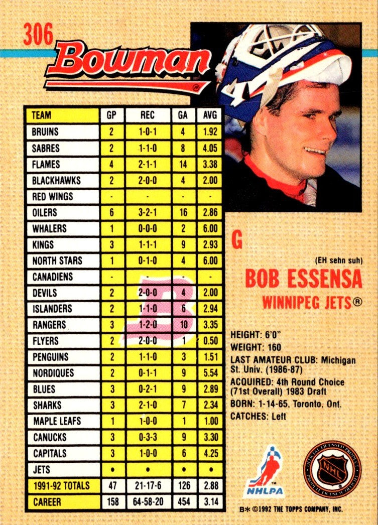 1992 Bowman Bob Essensa