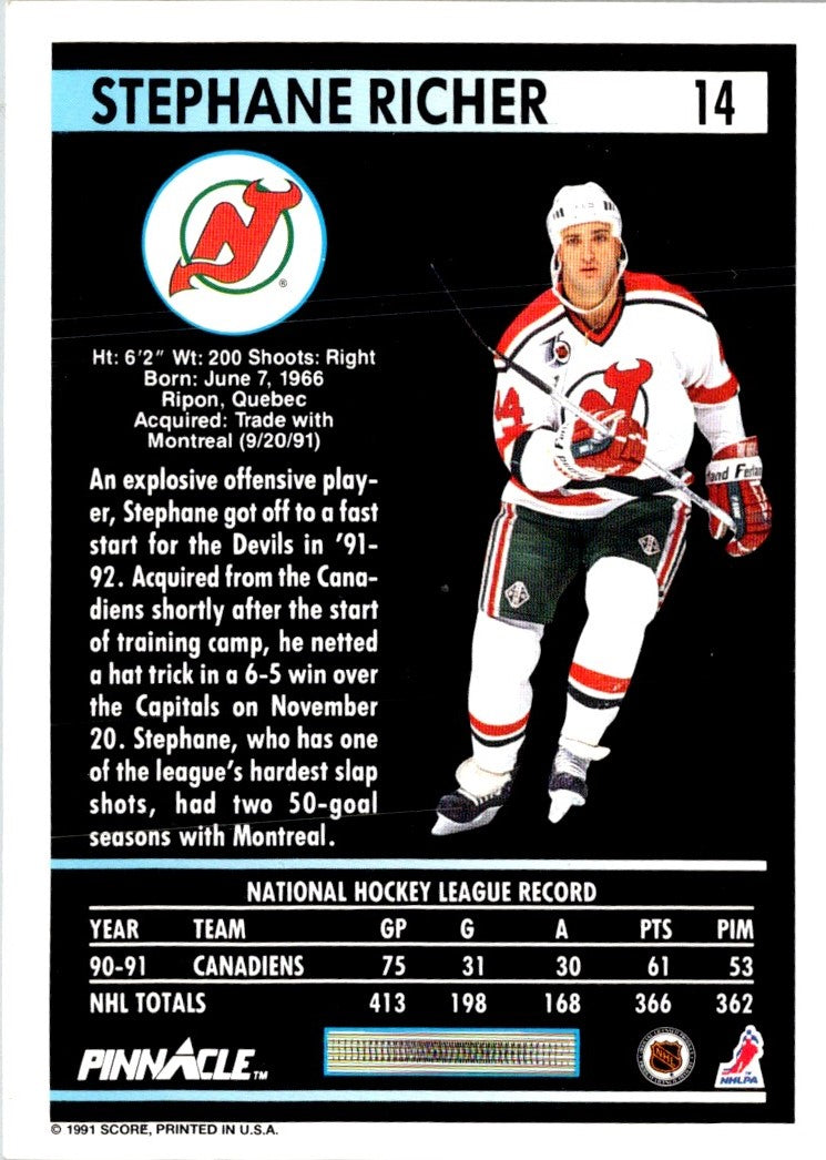 1991 Pinnacle Stephane Richer
