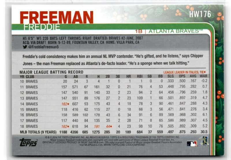 2019 Topps Holiday Freddie Freeman