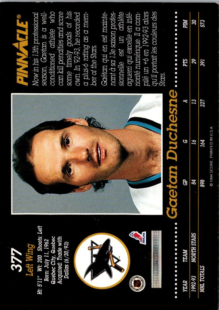 1993 Pinnacle Gaetan Duchesne