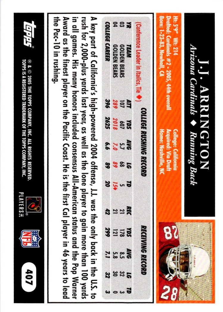 2005 Topps 50th Anniversary Rookies J.J. Arrington