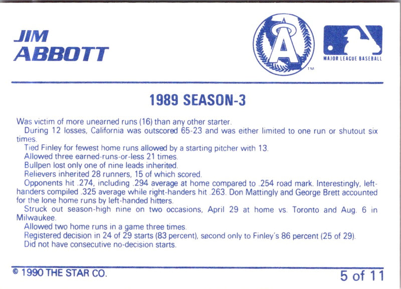 1990 Star Jim Abbott Jim Abbott