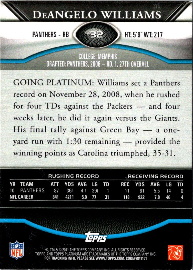 2011 Topps Platinum DeAngelo Williams