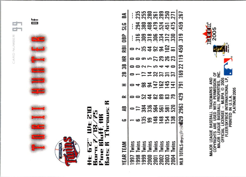 2005 Fleer Platinum Torii Hunter