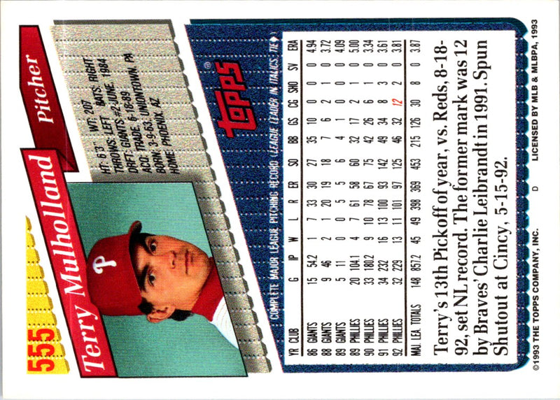 1993 Topps Gold Terry Mulholland