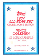 1987 Topps Glossy Vince Coleman