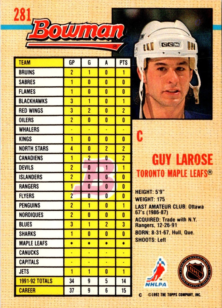 1992 Bowman Guy Larose