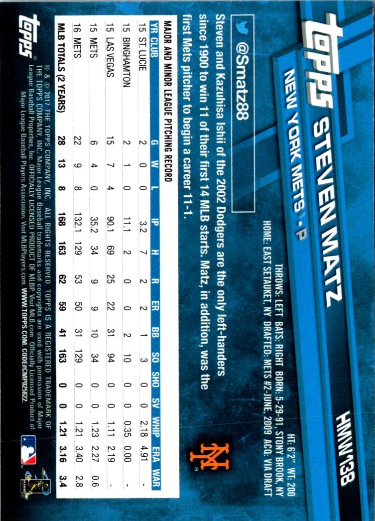 2017 Topps Holiday Steven Matz