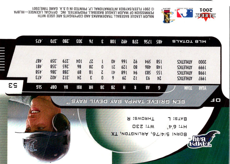 2001 Fleer Game Time Ben Grieve