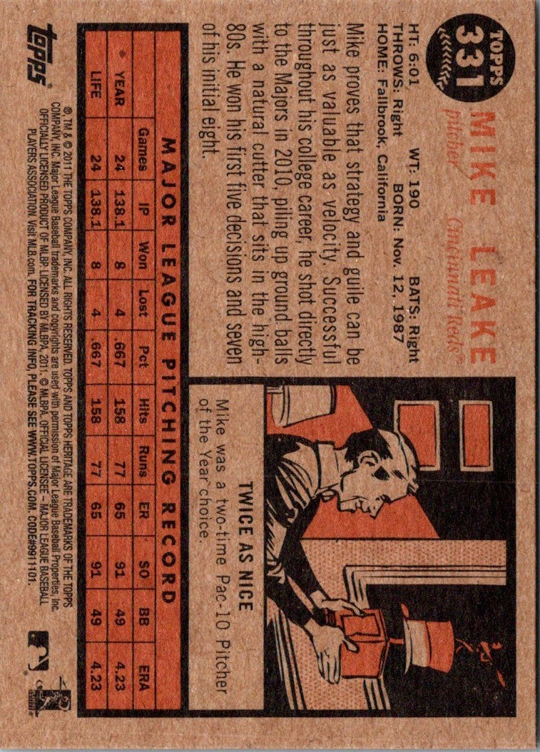 2011 Topps Heritage Mike Leake