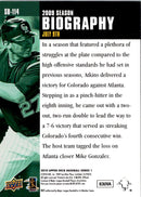 2010 Upper Deck Season Biography Garrett Atkins