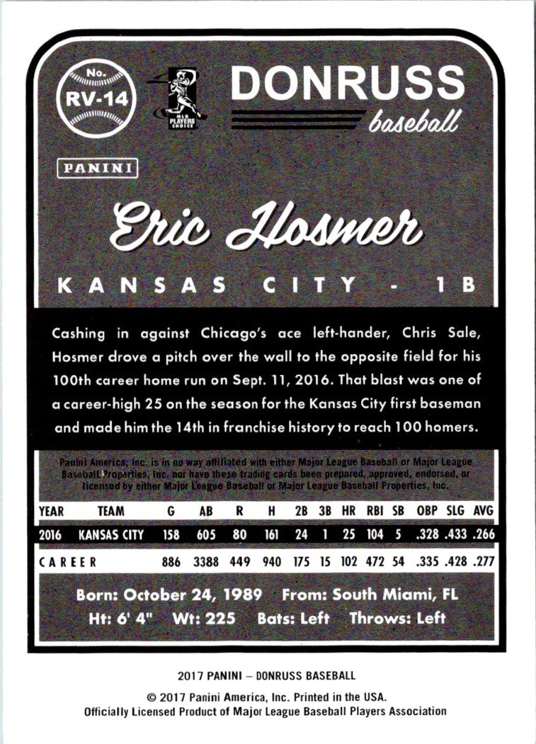 2017 Donruss Retro Variations 1983 Eric Hosmer