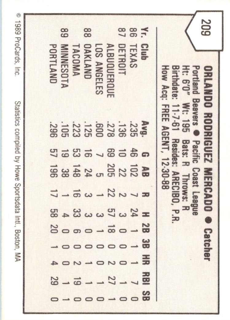 1989 ProCards Orlando Mercado