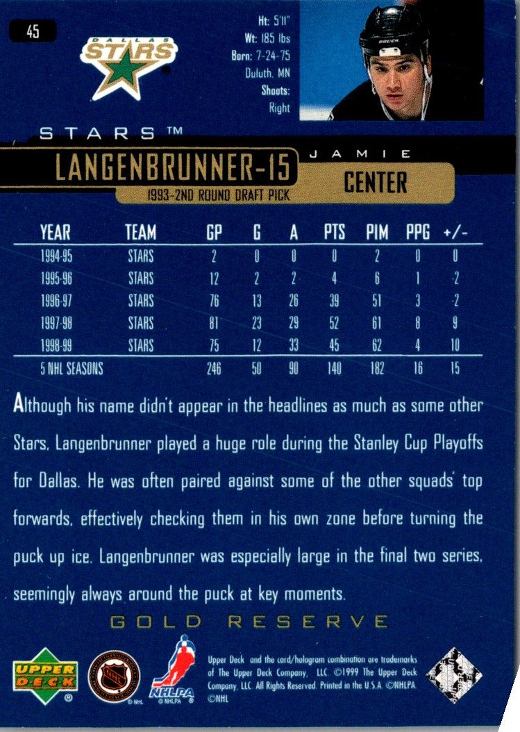 1999 Upper Deck Jamie Langenbrunner