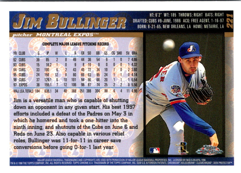 1998 Topps Chrome Jim Bullinger