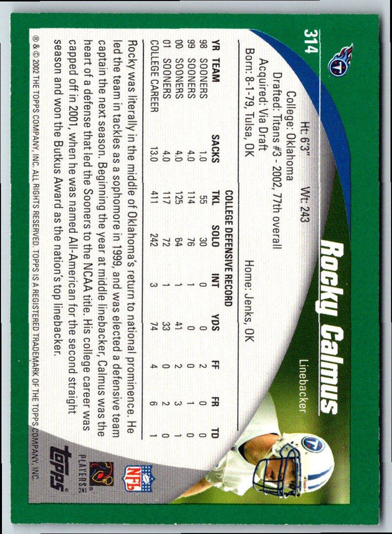 2002 Topps Rocky Calmus