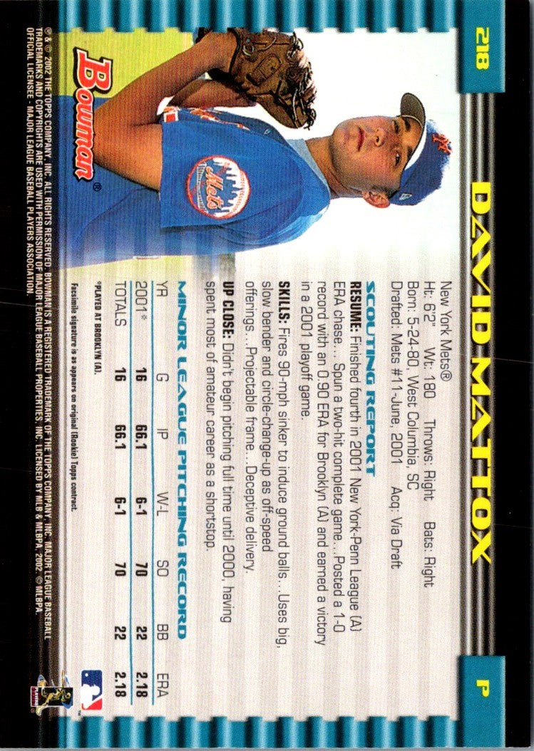 2002 Bowman David Mattox