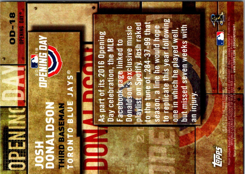 2018 Topps MLB Opening Day Josh Donaldson