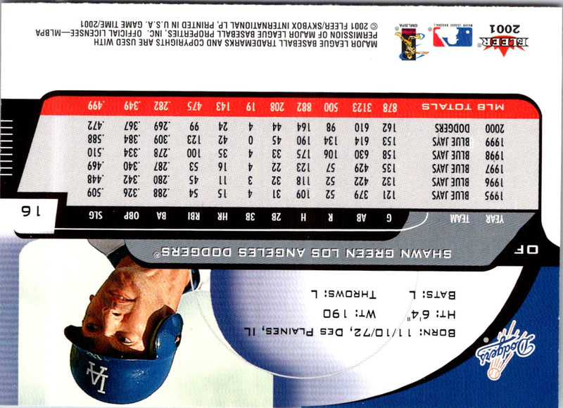 2001 Fleer Game Time Shawn Green