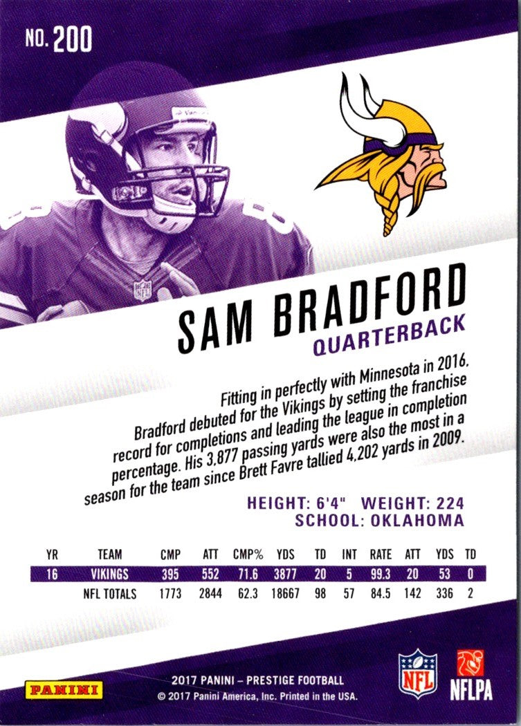 2017 Panini Prestige Sam Bradford