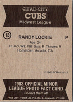 1983 TCMA Quad City Cubs Randy Lockie #13