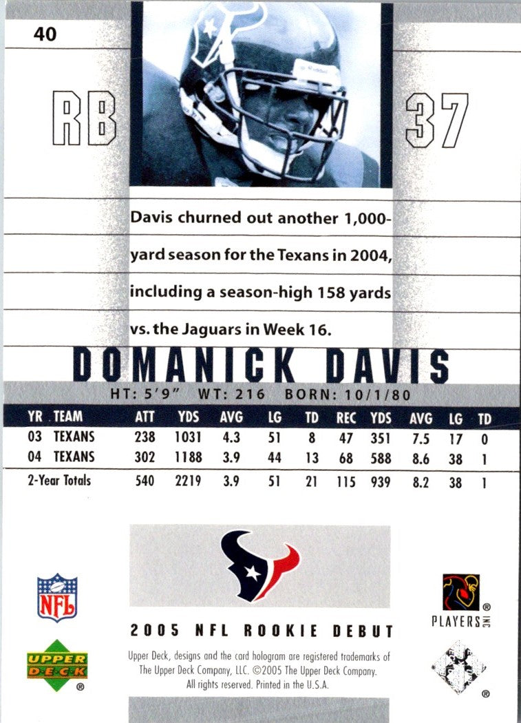 2005 Upper Deck Rookie Debut Gold 100 Domanick Davis