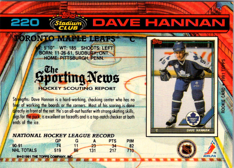 1991 Stadium Club Dave Hannan