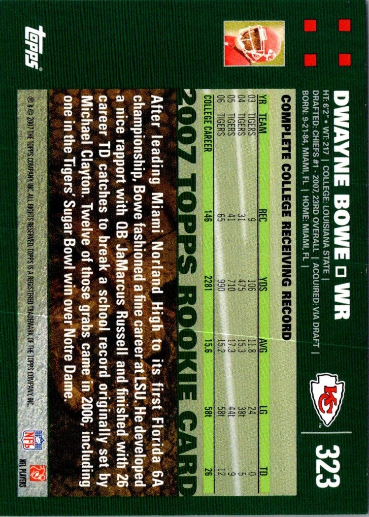 2007 Topps Dwayne Bowe