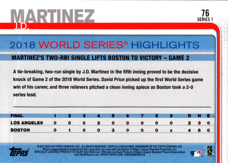 2019 Topps J.D. Martinez