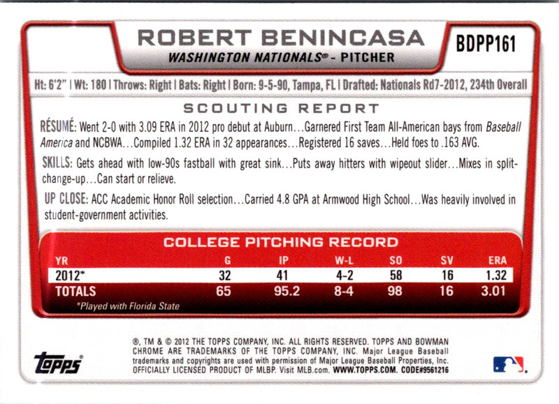 2012 Bowman Draft Picks & Prospects Robert Benincasa