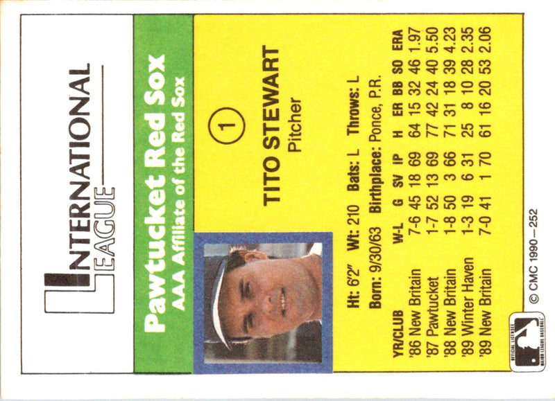 1990 CMC Pawtucket Red Sox Tito Stewart