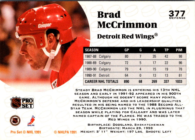 1991 Pro Set Brad McCrimmon