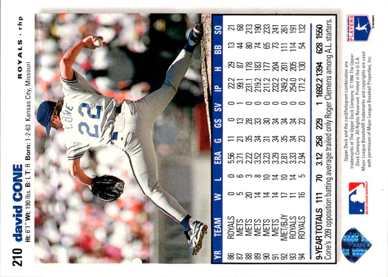 1995 Collector's Choice SE Silver Signature David Cone